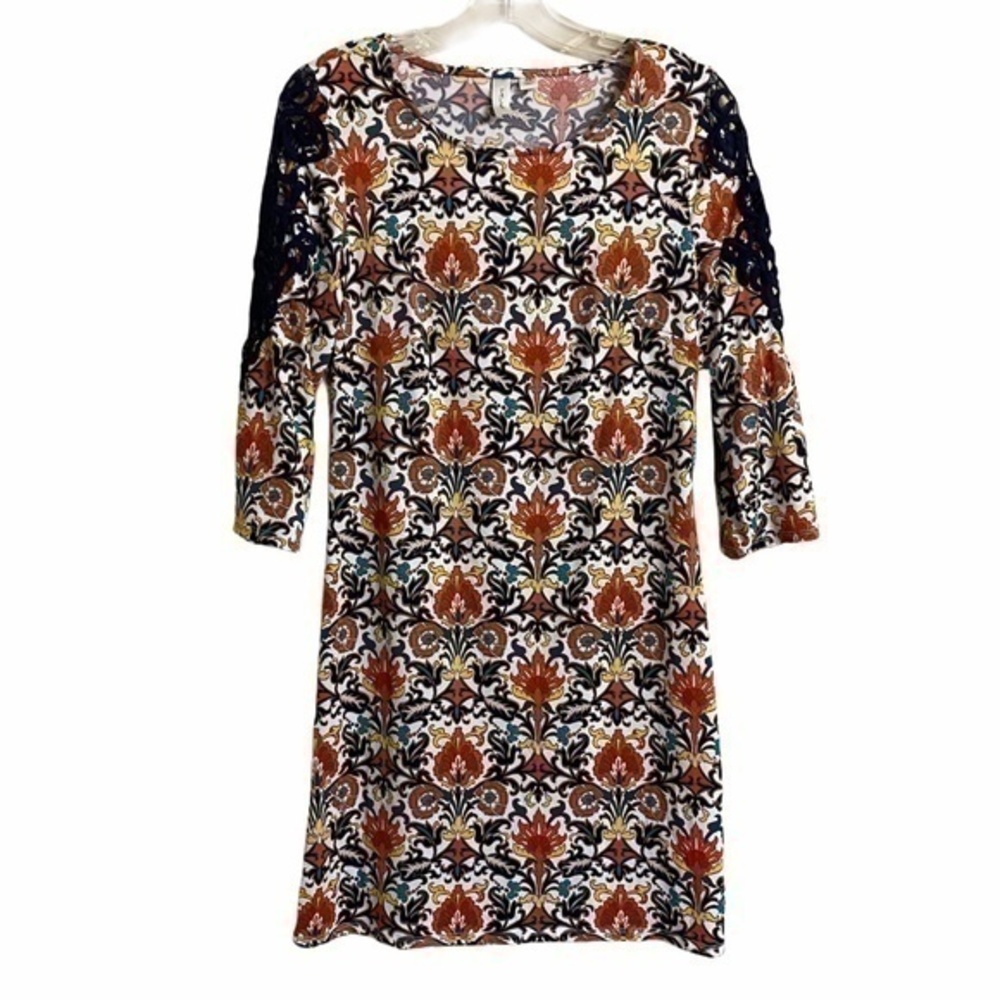 NWT Tacera Multi Floral Paisley Partial Laced Sleeves Dress Size Petite Small